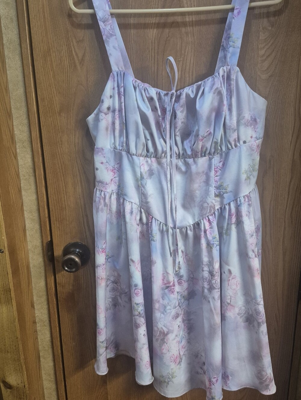 SheinLight Lavender Floral Tie-Front Sundress.   Box 140